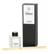 Load image into Gallery viewer, natural rattan reed diffuser with pure lavender essential oi. recycled glass amd packaging