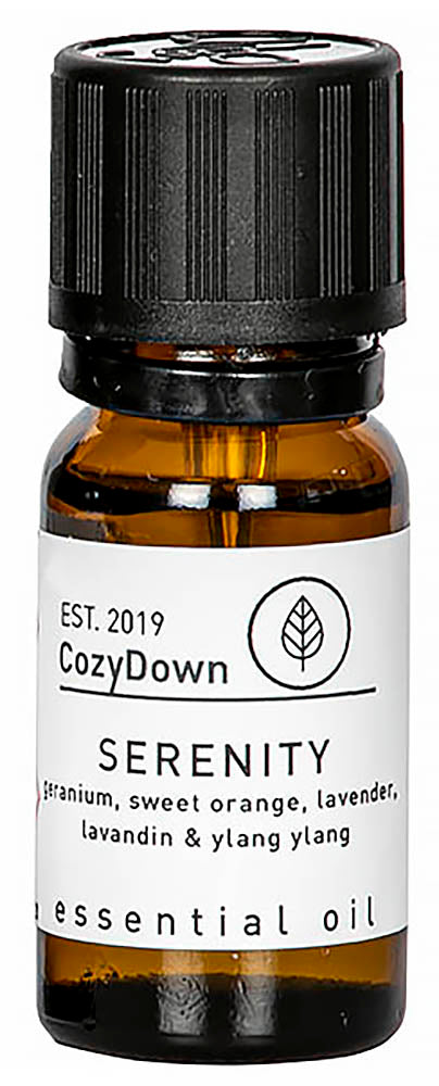 CozyDown Pure Essential Oil Blend geranium sweet oranfe ylang ylang lavandin lavender 10 ml suitable for oil burmers and diffusers plant based vegan ethical responsible sourced ingredients