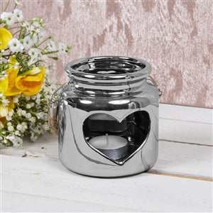 Heart Candle Holder Silver 10cm