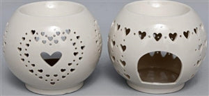 Ceramic OIl/Wax burner with heart cut out design