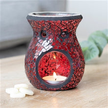 Load image into Gallery viewer, red, crackle effect, oil burner, wax melter, gift, accessory, candle accessory, gift, glass