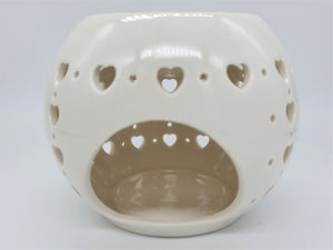 Ceramic OIl/Wax burner with heart cut out design